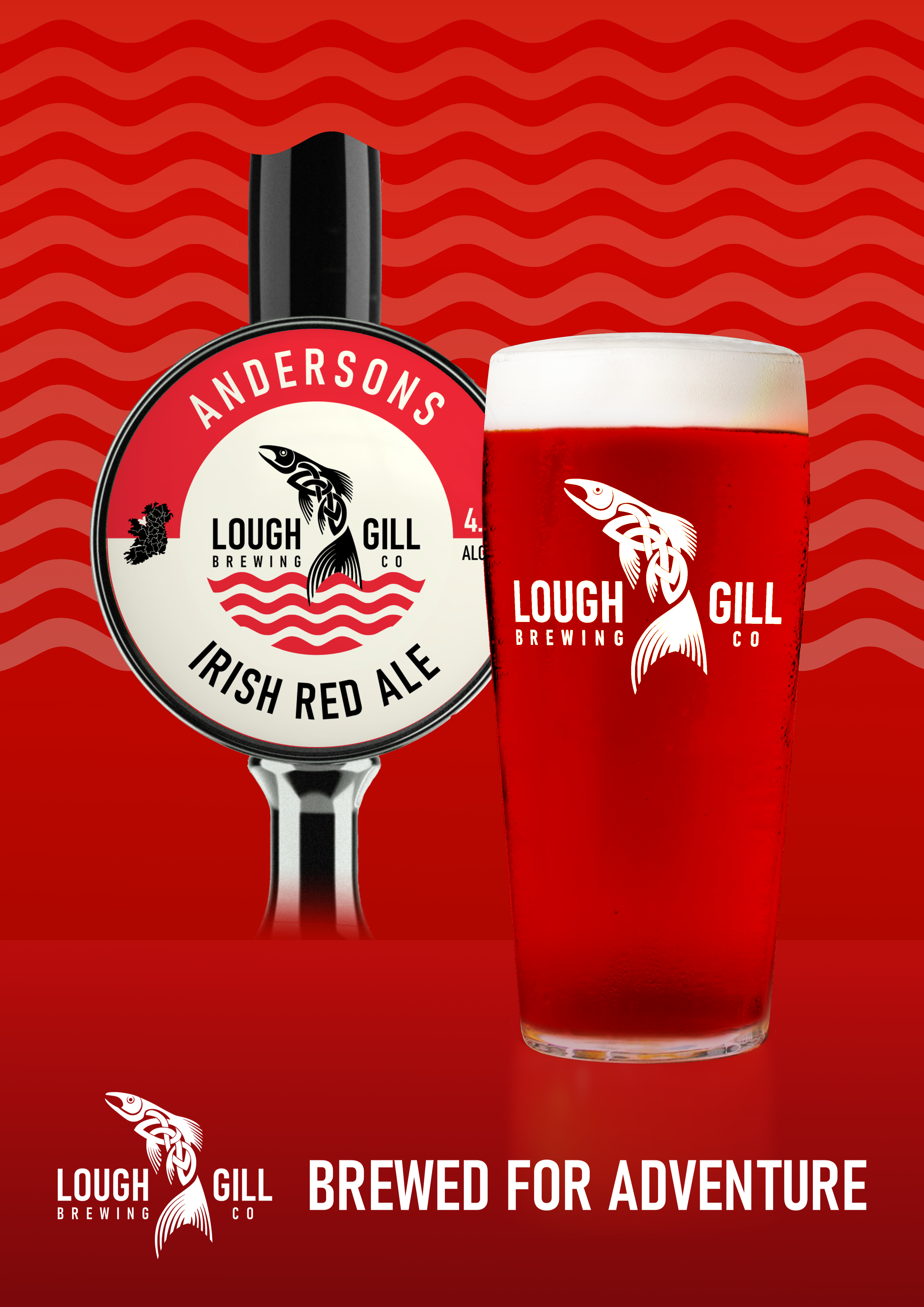poster tap of irish red ale and pint of irish red ale